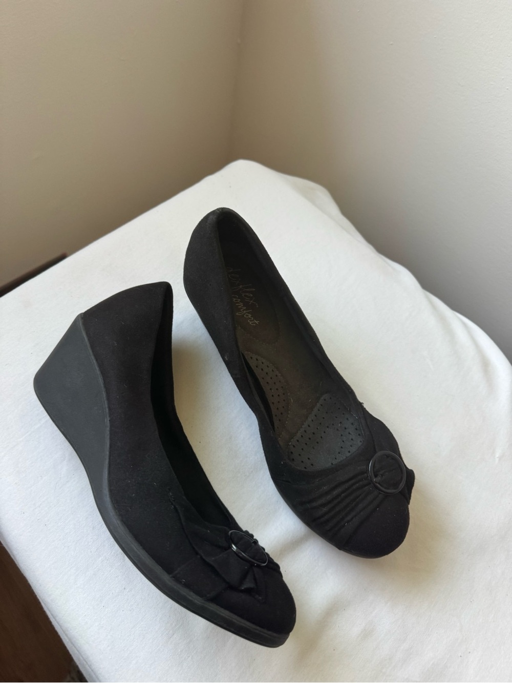 🖤 Y2K Dexflex comfort Black Wedge Ballet Flats size 8.5 W🖤